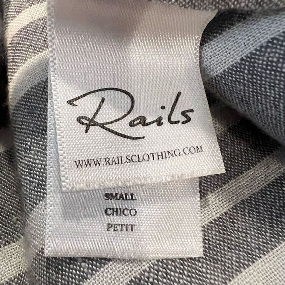 Rails Brooklyn Linen Blend Grey and White Striped Cropped Jumpsuit Size S - Picture 9 of 11